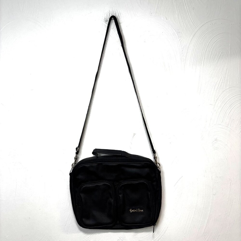 Excalibur Black Faux Leather Shoulder Laptop Bag Organizer Work Briefcase 13x10